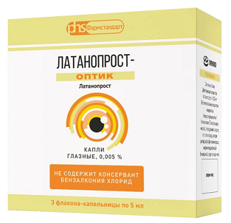 Латанопрост-Оптик, капли глазные 0,005%, флакон 5 мл, 3 шт