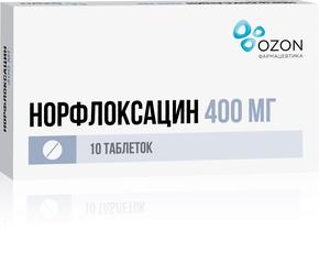 Норфлоксацин, таблетки, покрытые пленочной оболочкой 400мг, 10 шт