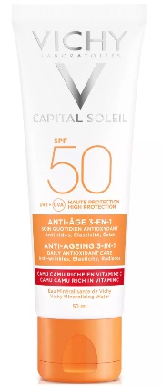 Vichy Capital Soleil (Виши) антивозрастной уход 3в1 с антиоксидантами 50мл SPF50