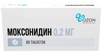 Моксонидин, таблетки, покрытые пленочной оболочкой 0,2мг, 60 шт 