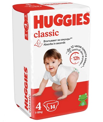 Huggies (Хаггис) подгузники Классик 4 7-18кг 14шт