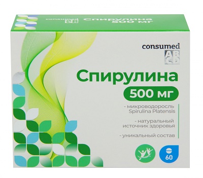 Купить спирулина консумед (consumed), таблетки 500мг, 60 шт бад в Дзержинске