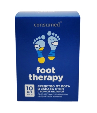 Купить фут терапи foot therapy средство для стоп от пота и запаха консумед (consumed), пакетики 3г, 10 шт в Дзержинске