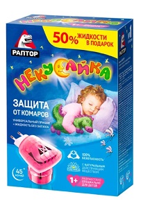 Купить раптор некусайка детский комплект от комаров прибор + жидкость на 45 ночей без запаха в Дзержинске