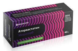 Аторвастатин-Медисорб, таблетки, покрытые пленочной оболочкой 40мг, 30 шт