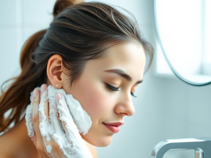 Девушка ухаживает за проблемной кожей лица