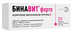 Купить бинавит форте, таблетки, покрытые пленочной оболочкой 200мг+100мг+0,2мг, 20 шт в Дзержинске