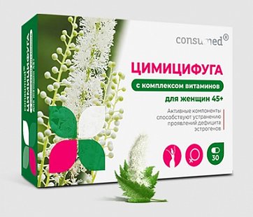 Цимицифуга с комплекс вит д/жен 45+ Консумед (Consumed), капс 450мг, 30 шт БАД