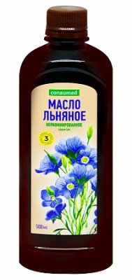 Купить льняное масло пищевое консумед (consumed), флакон 500мл бад в Дзержинске