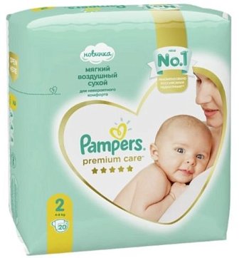 Pampers Premium Care (Памперс) подгузники 2 мини 4-8кг, 20шт