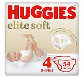 Купить huggies elitesoft (хаггис) подгузники 4, 8-14кг, 54 шт в Дзержинске