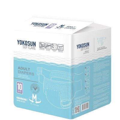Купить yokosun (йокосан) подгузники на липучках для взрослых размер m, 10шт (объем 75-112см) в Дзержинске