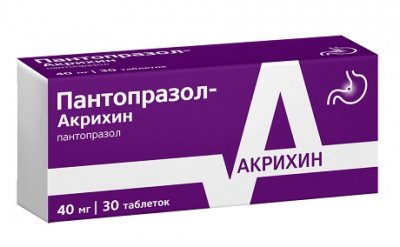 Купить пантопразол-акрихин, таблетки кишечнорастворимые, покрытые пленочной оболочкой 40мг, 30 шт в Дзержинске