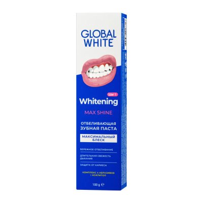Купить глобал вайт (global white) зубная паста отбеливающая max shine, 100г в Дзержинске
