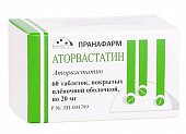 Купить аторвастатин, таблетки покрытые пленочной оболочкой 20мг, 60 шт в Дзержинске