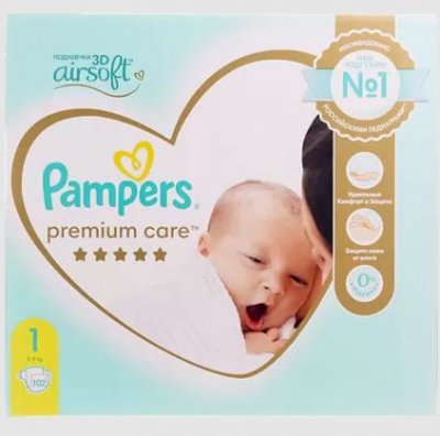 Купить pampers premium care (памперс) подгузники 1 для новорожденных 2-5кг, 102шт в Дзержинске