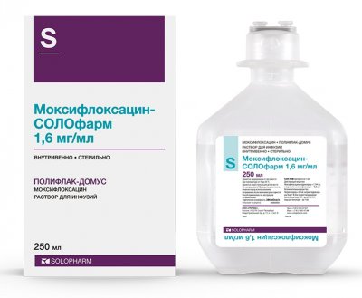 Купить моксифлоксацин-солофарм, раствор для инфузий 1,6мг/мл, флакон 250мл в Дзержинске