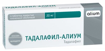 Купить тадалафил-алиум, таблетки, покрытые пленочной оболочкой 20мг, 4 шт в Дзержинске