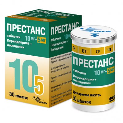 Купить престанс, таблетки 5мг (амлодипин)+10мг (периндоприл), 30 шт в Дзержинске