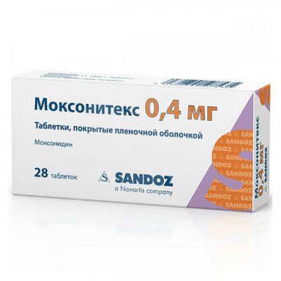 Купить моксонитекс, таблетки, покрытые пленочной оболочкой 0,4мг, 28 шт в Дзержинске