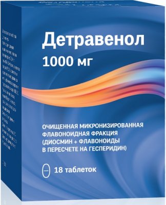 Купить детравенол, таблетки, покрытые пленочной оболочкой 1000мг, 18 шт в Дзержинске