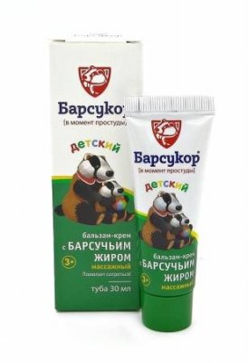 Купить барсукор (барсучий жир) крем-бальз массаж д/дет. 30мл в Дзержинске
