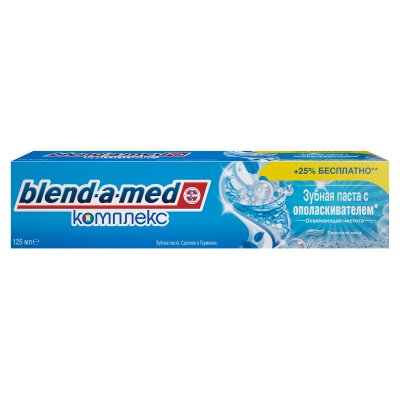 Купить бленд-а-мед (blend a med) зубная паста с ополаскивателем освежающая чистота перечная мята 125мл в Дзержинске