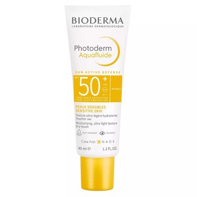Купить bioderma photoderm (биодерма фотодерм) аквафлюид для лица и шеи 40мл spf50+ в Дзержинске
