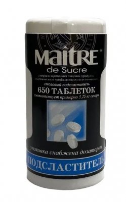 Купить maitre de sucre (мэтр де сукре) подсластитель столовый, таблетки 650шт в Дзержинске