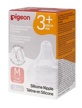 Pigeon SofTouch Peristaltic Plus (Пиджен) соска силиконовая для бутылочки с 3 месяцев, размер M 2 шт