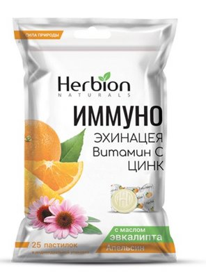 Купить хербион иммуно пастилки эхинацея, витамин с, цинк и апельсин, 25 шт бад в Дзержинске