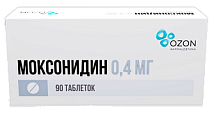 Купить моксонидин, таблетки покрытые пленочной оболочкой 0,4мг, 90 шт в Дзержинске