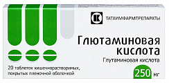 Купить глутаминовая кислота, таблетки, покрытые оболочкой 250мг, 20 шт в Дзержинске