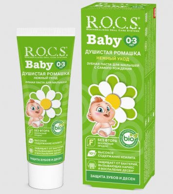Купить рокс (r.o.c.s) зубная паста для малыша душистая ромашка 0-3лет, 45мл в Дзержинске