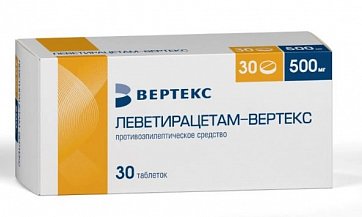 Леветирацетам-Вертекс, таблетки покрытые пленочной оболочкой 500 мг, 30 шт