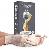 Купить перчатки benovy смотровые латексные нестерильные опудренные текстурированные на пальцах, размер l 50 пар в Дзержинске