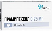 Купить прамипексол, таблетки 0,25мг, 30 шт в Дзержинске