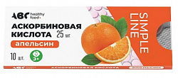 Купить скорбиновая кислота вкус апельсина abc healthy food таблетки 25мг 10шт в Дзержинске