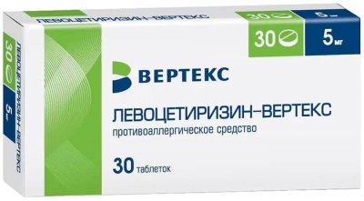 Купить левоцетиризин-вертекс, таблетки, покрытые пленочной оболочкой 5мг, 30шт от аллергии в Дзержинске