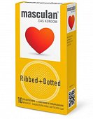 Купить masculan (маскулан) презервативы с колечками и пупырышками ribbed+dotted 10 шт в Дзержинске