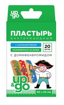 Купить пластырь up&go бактерицидный с антисептиком на полимерной основе для детей пираты, 20 шт в Дзержинске