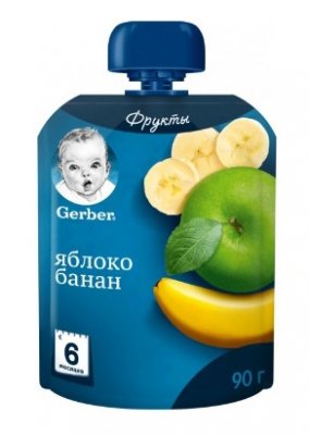 Купить gerber (гербер) пюре яблоко-банан пауч с 6 месяцев, 90г в Дзержинске