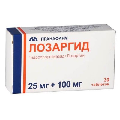Купить лозаргид, таблетки покрытые пленочной оболочкой 25мг+100мг, 30 шт в Дзержинске