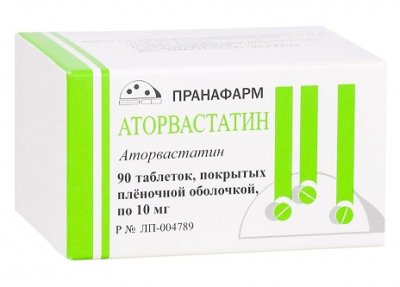 Купить аторвастатин, таблетки, покрытые пленочной оболочкой 10мг, 90 шт в Дзержинске