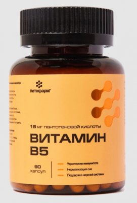 Купить витамин в5 (пантотеновая кислота) летофарм, капсулы 260мг банка 90шт бад в Дзержинске