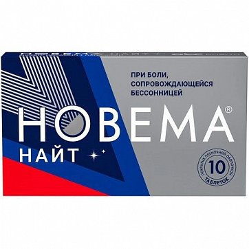 Новема Найт, таблетки, покрытые пленочной оболочкой 25мг+220мг, 10 шт 