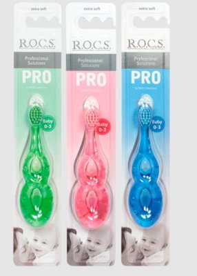 Купить рокс (r.o.c.s.) зубная щетка r.o.c.s.pro baby для детей от 0 до 3 лет, 1 шт. в Дзержинске