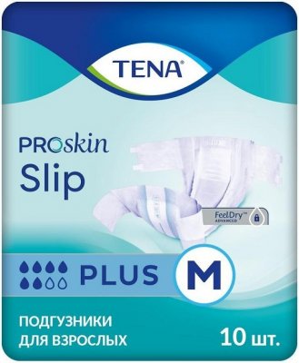 Купить tena proskin slip plus (тена) подгузники размер m, 10 шт в Дзержинске