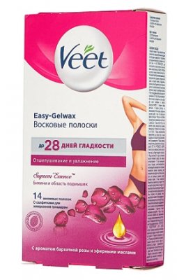 Купить veet easy-gelwax (вит) восковые полоски для депиляции для бикини с ароматом бархатной розы, 14шт в Дзержинске