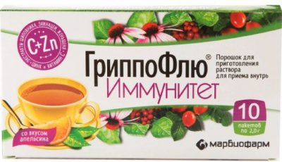Купить гриппофлю иммунитет, пор. апельсин №10_бад (марбиофарм оао, россия) в Дзержинске